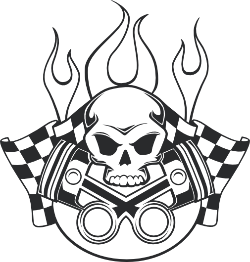 racing skull wall decal stickersstickers